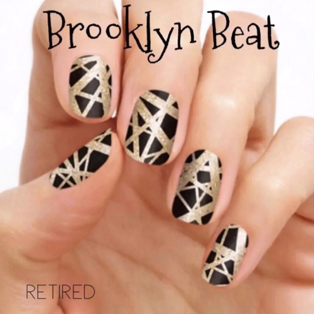 *Rare, HTF* Color Street: Brooklyn Beat | Black Gold Lines Glitter Abstract - Picture 9 of 9